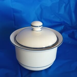 Lenox Chinastone Blue Pinstripe Sugar Bowl and Lid